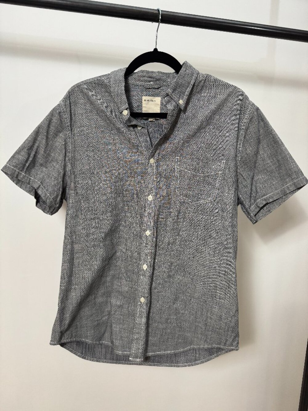 Life After Denim Grey White Dot Short Sleeve Button-Down Shirt
